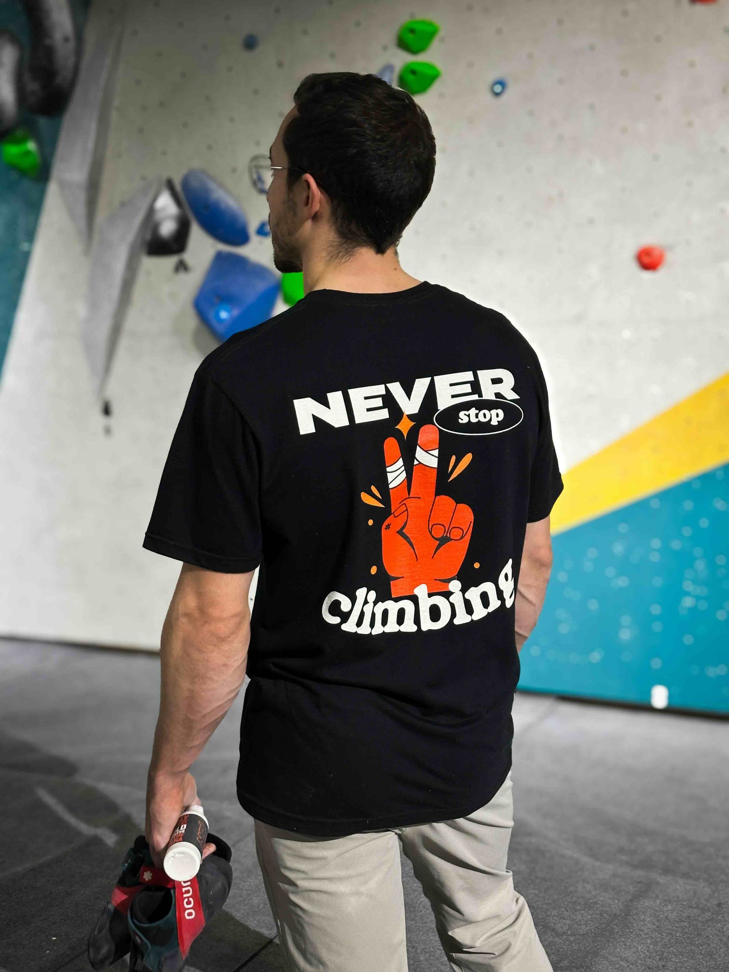 T-shirt NEVER STOP noir