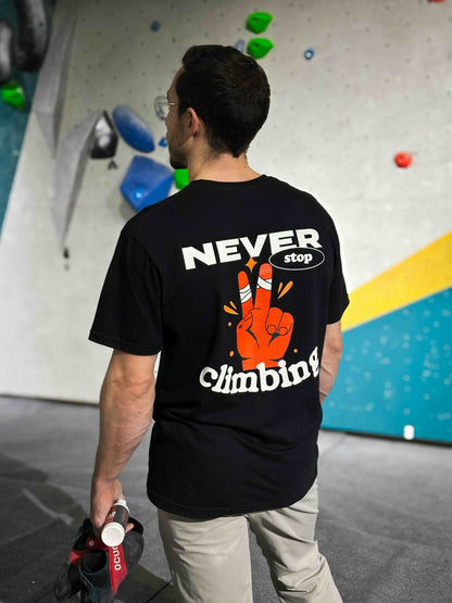 T-shirt NEVER STOP noir